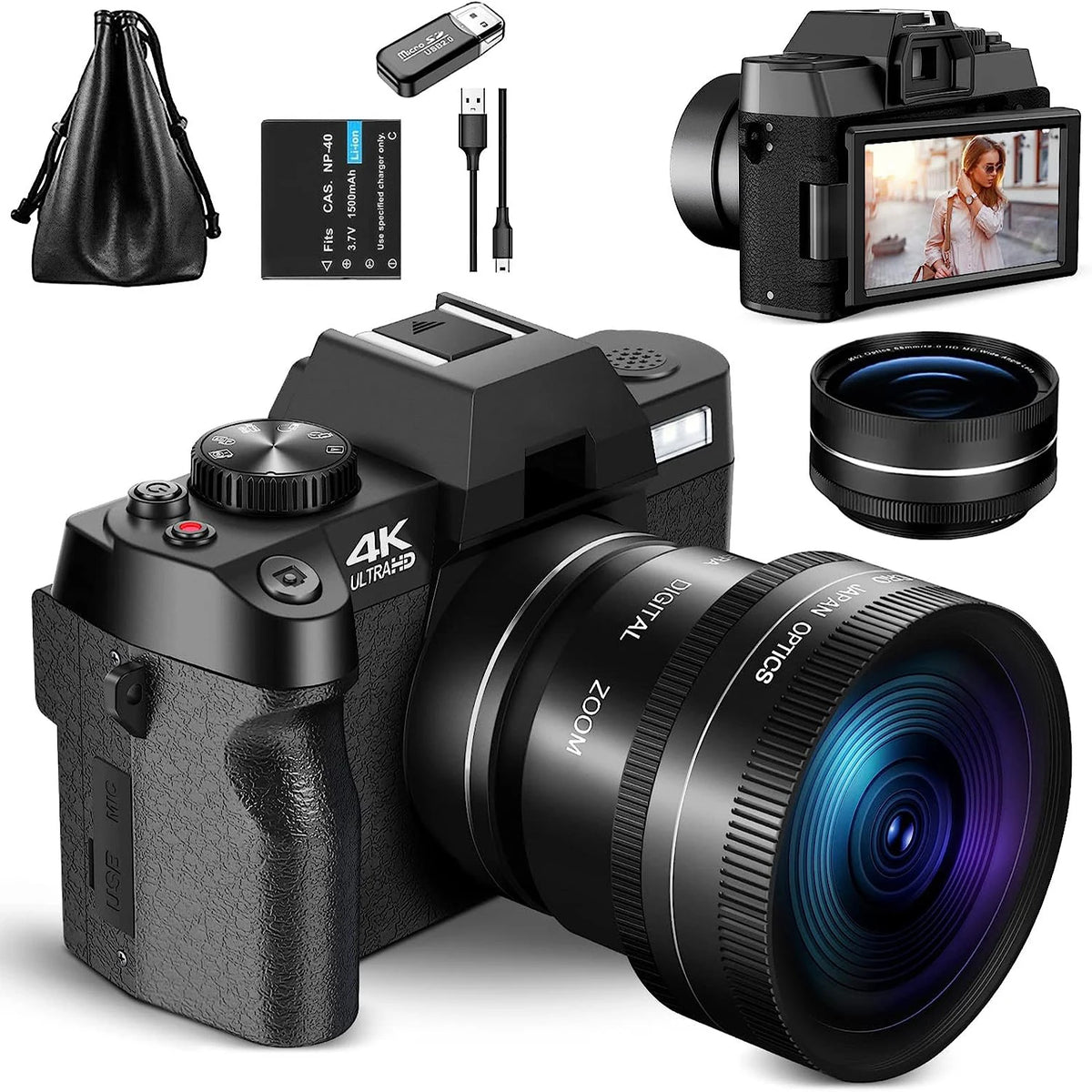 Câmera Digital NBD 4K Ultra HD de 48MP